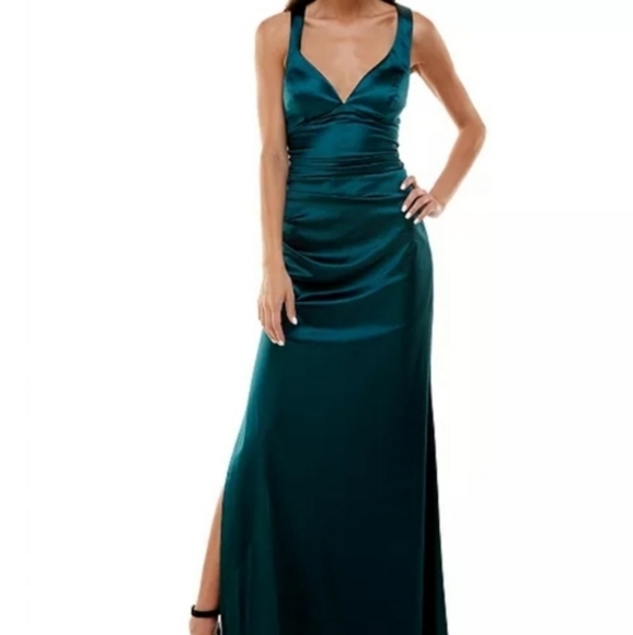 B Darlin Dresses & Skirts - B. Darlin Green Satin Dress